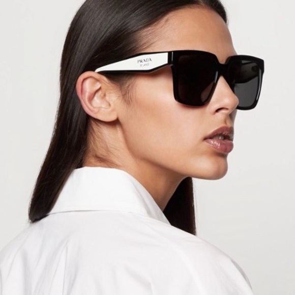 NEW PR24ZS 1AB5S0 WOMEN’S PRADA SUNGLASSES SPR 24Z BLACK WHITE PRADA PR 24ZS - Picture 5 of 12